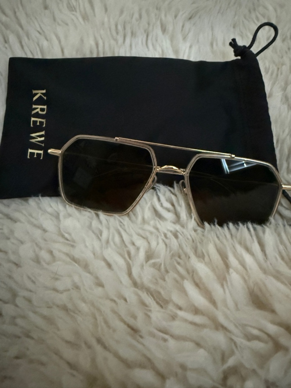 KREWE Emery Gold Metal Sunglasses with Green Lenses